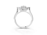 Platinum Marquise Cut Halo Diamond Cluster Ring with Marquise and Round Stones on a White Gold Band with Prong Setting_16