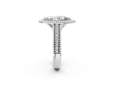 Platinum Marquise Cut Halo Diamond Ring with Beaded Split Shank and Four-Prong Setting_15