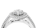 Platinum Marquise Cut Halo Diamond Ring with Beaded Split Shank and Four-Prong Setting_17