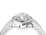 Platinum Marquise Cut Halo Diamond Split Shank Ring with Prong Setting_11