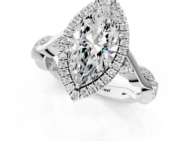 Platinum Marquise Interwoven Twist Halo Engagement Ring Setting