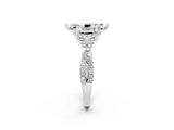 Platinum Marquise Cut Moissanite  Halo Twist Band Solitaire Prong Setting Ring_14