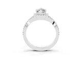 Platinum Marquise Cut Moissanite  Halo Twist Band Solitaire Prong Setting Ring_15