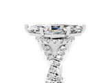 Platinum Marquise Cut Moissanite  Halo Twist Band Solitaire Prong Setting Ring_17