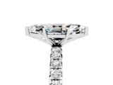 Platinum Marquise Cut Moissanite Pavé Solitaire Ring with Round Band and Prong Setting_47