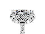 Platinum Marquise Cut Moissanite Scalloped Halo Engagement Ring with Round Shared Prong Band_47