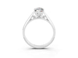 Platinum Marquise Cut Moissanite Solitaire Engagement Ring with Cathedral Setting and Four-Prong Mount_3