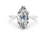 Platinum Marquise Cut Moissanite Solitaire Ring with Flower Prong Setting and Classic Band_12