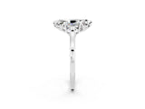 Platinum Marquise Cut Moissanite Solitaire Ring with Flower Prong Setting and Classic Band_14