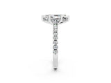 Platinum Marquise Cut Moissanite Solitaire Ring with Round  Pavé Band and Four-Prong Setting_26