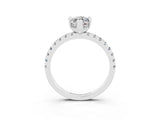 Platinum Marquise Cut Moissanite Solitaire Ring with Round  Pavé Band and Four-Prong Setting_27