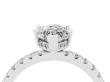 Platinum Marquise Cut Moissanite Solitaire Ring with Round  Pavé Band and Four-Prong Setting_28