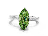 Platinum Marquise Cut Peridot Engagement Ring with Side Stone Accents and Four-Prong Setting_24