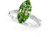 Platinum Marquise Cut Peridot Engagement Ring with Side Stone Accents and Four-Prong Setting_25