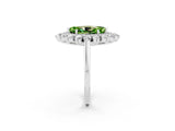 Platinum Marquise Cut Peridot Floral Double Halo Engagement Ring with Prong Setting_165