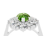 Platinum Marquise Cut Peridot Floral Double Halo Engagement Ring with Prong Setting_167