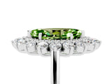 Platinum Marquise Cut Peridot Floral Double Halo Engagement Ring with Prong Setting_168