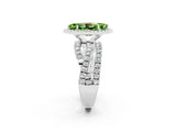 Platinum Marquise Cut Peridot Halo Ring with Round Split Shank and Prong Setting_87