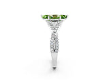 Platinum Marquise Cut Peridot  Halo Twist Band Solitaire Prong Setting Ring_14