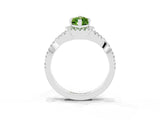 Platinum Marquise Cut Peridot  Halo Twist Band Solitaire Prong Setting Ring_15