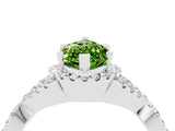 Platinum Marquise Cut Peridot  Halo Twist Band Solitaire Prong Setting Ring_16