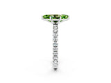 Platinum Marquise Cut Peridot Pavé Solitaire Ring with Round Band and Prong Setting_44