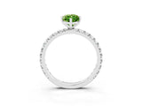 Platinum Marquise Cut Peridot Pavé Solitaire Ring with Round Band and Prong Setting_45