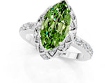 Platinum Marquise Cut Peridot Scalloped Halo Engagement Ring with Round Shared Prong Band_31