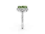 Platinum Marquise Cut Peridot Scalloped Halo Engagement Ring with Round Shared Prong Band_32