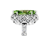 Platinum Marquise Cut Peridot Scalloped Halo Engagement Ring with Round Shared Prong Band_35