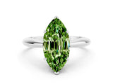 Platinum Marquise Cut Peridot Solitaire Engagement Ring with Cathedral Setting and Four-Prong Mount_12