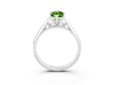 Platinum Marquise Cut Peridot Solitaire Engagement Ring with Cathedral Setting and Four-Prong Mount_15