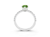 Platinum Marquise Cut Peridot Solitaire Pavé Engagement Ring with Round Band and Prong Setting_106