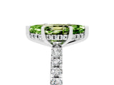 Platinum Marquise Cut Peridot Solitaire Ring with Round  Pavé Band and Four-Prong Setting_29