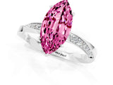 Platinum Marquise Cut Pink Sapphire Engagement Ring with Side Stone Accents and Four-Prong Setting_25