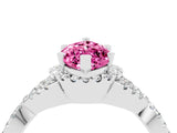 Platinum Marquise Cut Pink Sapphire  Halo Twist Band Solitaire Prong Setting Ring_16