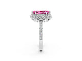 Platinum Marquise Cut Pink Sapphire Scalloped Halo Engagement Ring with Round Shared Prong Band_32
