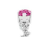 Platinum Marquise Cut Pink Sapphire Scattered Round Accent Ring with Prong Setting_35