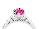 Platinum Marquise Cut Pink Sapphire Solitaire Engagement Ring with Cathedral Setting and Four-Prong Mount_4