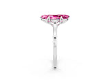 Platinum Marquise Cut Pink Sapphire Solitaire Ring with Flower Prong Setting and Classic Band_14