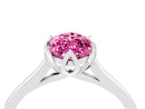 Platinum Marquise Cut Pink Sapphire Solitaire Ring with Flower Prong Setting and Classic Band_16
