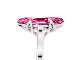 Platinum Marquise Cut Pink Sapphire Solitaire Ring with Flower Prong Setting and Classic Band_17