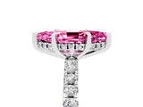 Platinum Marquise Cut Pink Sapphire Solitaire Ring with Round  Pavé Band and Four-Prong Setting_41