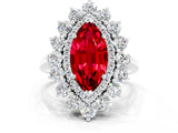 Platinum Marquise Cut Ruby Floral Double Halo Engagement Ring with Prong Setting_145