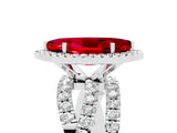 Platinum Marquise Cut Ruby Halo Ring with Round Split Shank and Prong Setting_100