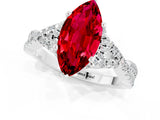 Platinum Marquise Cut Ruby  Halo Twist Band Solitaire Prong Setting Ring_13