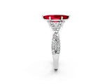 Platinum Marquise Cut Ruby  Halo Twist Band Solitaire Prong Setting Ring_14