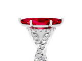 Platinum Marquise Cut Ruby  Halo Twist Band Solitaire Prong Setting Ring_17