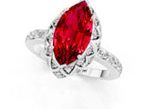 Platinum Marquise Cut Ruby Scalloped Halo Engagement Ring with Round Shared Prong Band_31