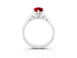 Platinum Marquise Cut Ruby Solitaire Engagement Ring with Cathedral Setting and Four-Prong Mount_15